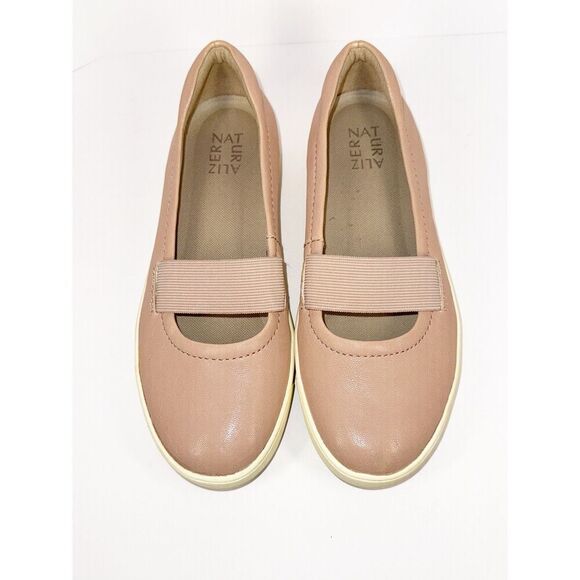 Naturalizer Mai Mary Jane Leather Sneaker Elastic Strap Blush Pink Nude 8.5WW - Picture 3 of 16